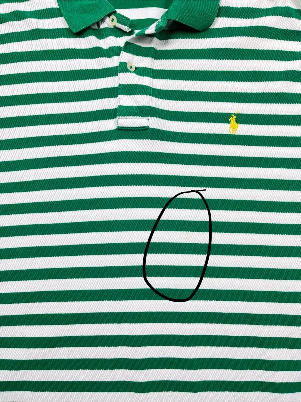 Polo Ralph Lauren Green & White Striped 100% Cotton Polo. XXL